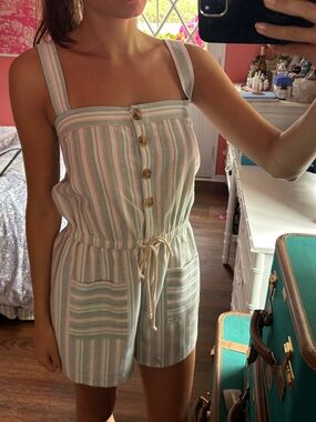 Striped Pastel Button-Front Romper